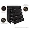 Manhattan Comfort Granville Black 5-Drawer Chest and 6-Drawer Double Dresser, Set of 2 GRAN062 - alternate 8